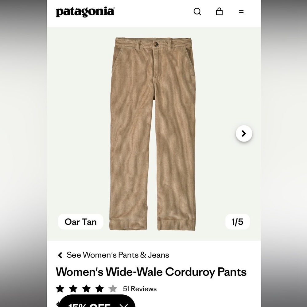 Patagonia women’s Corduroy Pants in Tan